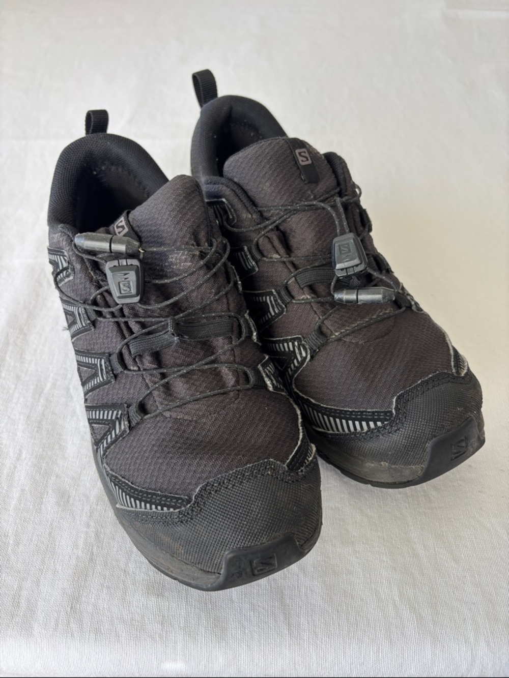 Salomon Kids XA PRO Black Athletic Trail Shoes with Quick-Pull Lacing